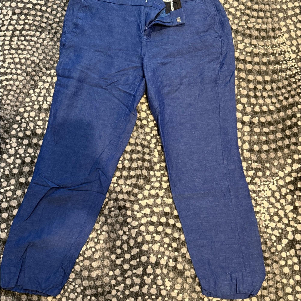 Banana Republic Blue linen blend cropped pants